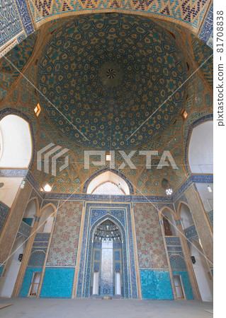 The close up view of ceiling decoration of Jameh mosque of Yazd. Built in 14 century as outstanding piece of Azari style of Persian architecture. The close up view of ceiling decoration of Jameh mosque of Yazd. Built in 14 century as outstanding piece of Azari style of Persian architecture. 81708838