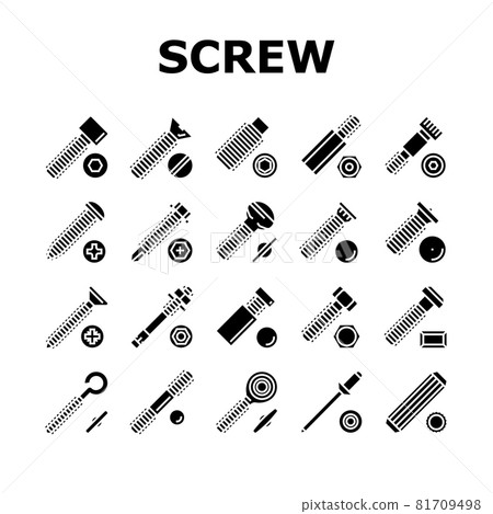 Screw And Bolt Building Accessory Icons Set Vector 81709498