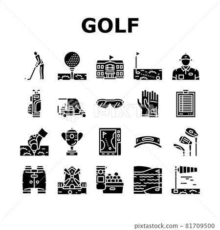 Golf Sportive Game On Playground Icons Set Vector Golf Sportive Game On Playground Icons Set Vector 81709500
