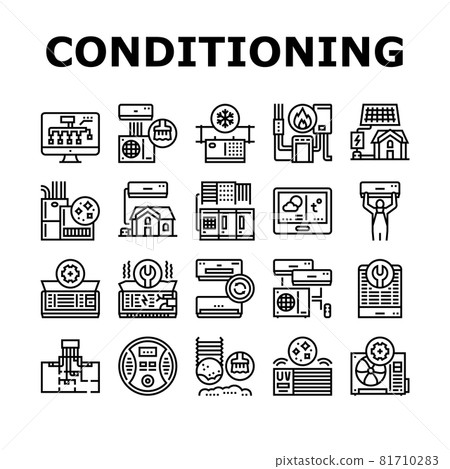 Conditioning System Electronics Icons Set Vector 81710283