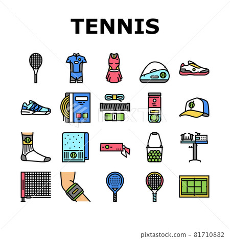 Tennis Sport Game Competition Icons Set Vector Tennis Sport Game Competition Icons Set Vector 81710882