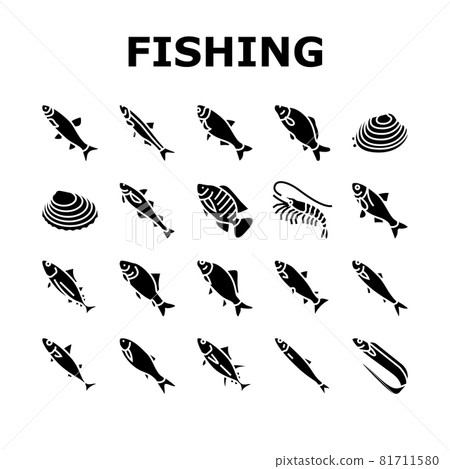 Commercial Fishing Aquaculture Icons Set Vector 81711580