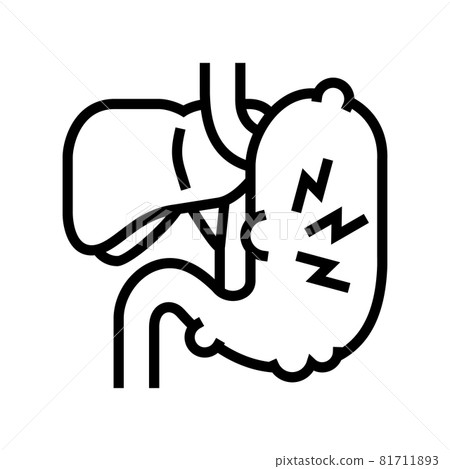 abdominal pain hepatitis line icon vector illustration 81711893