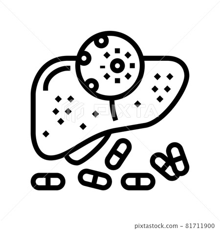 antiviral drugs hepatitis line icon vector illustration 81711900