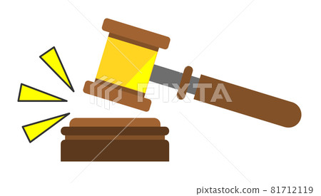 Illustration of a gavel that makes a loud noise by hitting it with a mallet 81712119