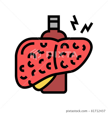 cirrhosis hepatitis color icon vector illustration 81712437