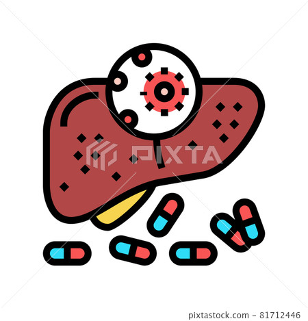 antiviral drugs hepatitis color icon vector illustration 81712446