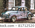 illustration of an old car, drawing of a classic vehicle 81712520