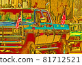 illustration of an old car, drawing of a classic vehicle 81712521