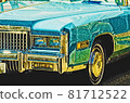 illustration of an old car, drawing of a classic vehicle 81712522