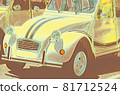illustration of an old car, drawing of a classic vehicle 81712524