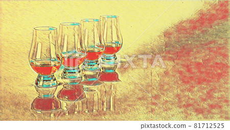 Illustration the set of single malt tasting glasses, single malt whisky in a glasses 81712525
