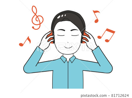 通過耳機聽音樂的男人 81712624