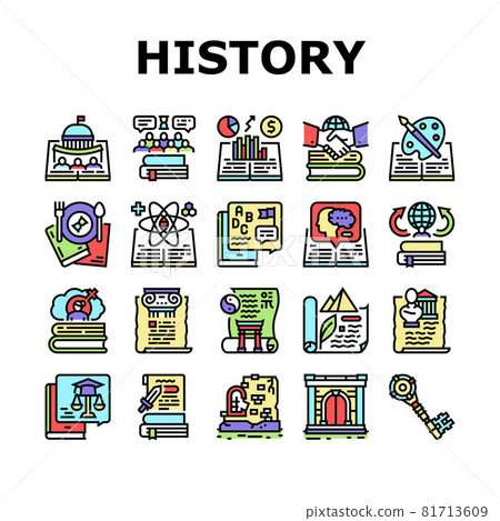 History Learn Educational Lesson Icons Set Vector History Learn Educational Lesson Icons Set Vector 81713609