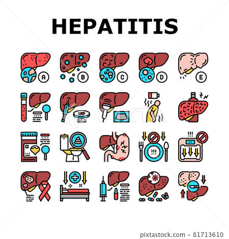 Hepatitis Liver Health Problem Icons Set Vector Hepatitis Liver Health Problem Icons Set Vector 81713610
