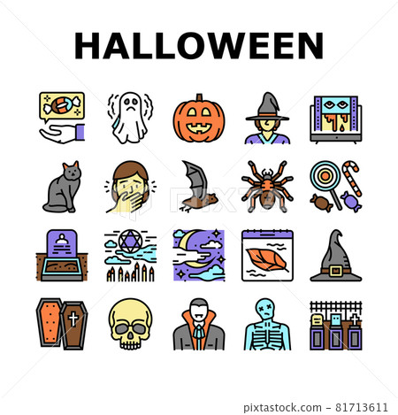 Halloween Autumn Season Holiday Icons Set Vector Halloween Autumn Season Holiday Icons Set Vector 81713611