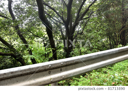 Dirty guardrail on a mountain road Dirty guardrail on a mountain road 81713890
