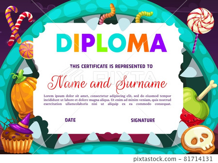 Kids kindergarten diploma with Halloween treats Kids kindergarten diploma with Halloween treats 81714131