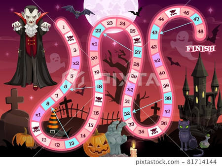 Game board, Halloween boardgame start finish path - Stock Illustration ...