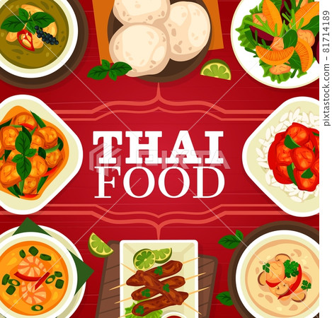 Thai food cuisine dish, restaurant meal menu cover Thai food cuisine dish, restaurant meal menu cover 81714189