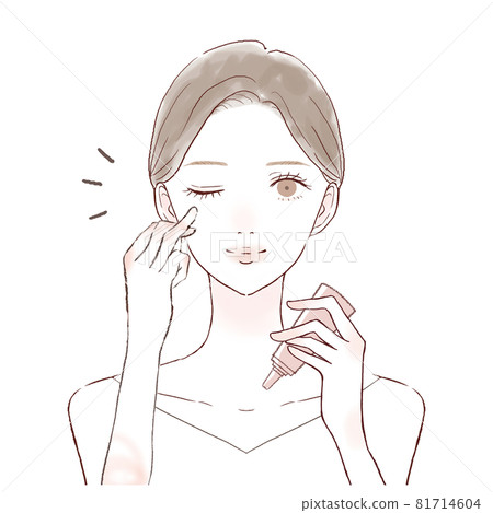 一個女人用眼霜來滋潤 81714604