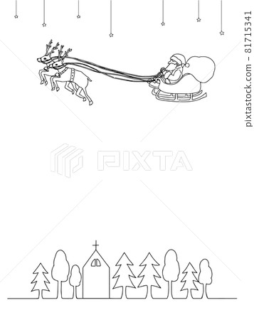 Reindeer who draw a sled only on the line and the cityscape at night 81715341