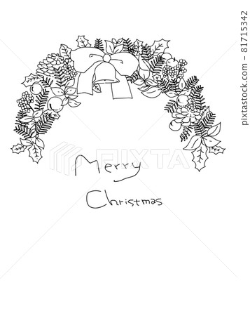 Christmas wreath with simple line drawings only Christmas wreath with simple line drawings only 81715342