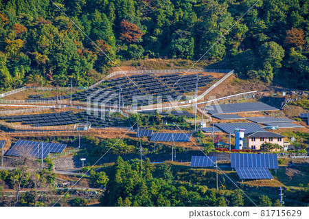 Mountain scenery near Jomine Park, solar panels in the mountains, autumn scenery, autumn leaves season 81715629
