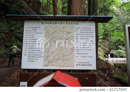 位於群馬縣、栃木縣、桐生川源頭根本山登山口附近、縣界的根本山參拜道歷史遺產導覽圖。 位於群馬縣、栃木縣、桐生川源頭根本山登山口附近、縣界的根本山參拜道歷史遺產導覽圖。 81717097