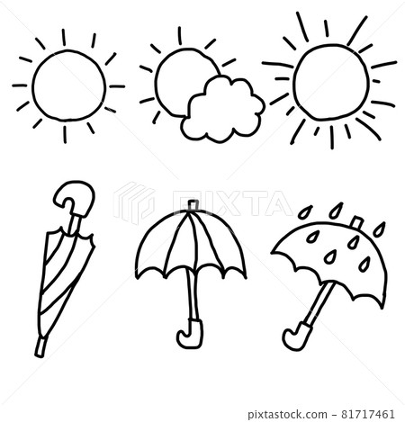 手寫天氣圖標(晴天和雨天) 手寫天氣圖標(晴天和雨天) 81717461