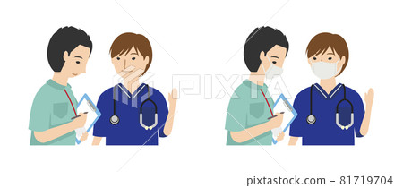 年輕男醫生和男護士(上半身)開會 年輕男醫生和男護士(上半身)開會 81719704