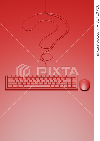 Isometric 3D rendering Mouse and keyboard red color with Question mark made from cable, Information Data Search Technology concept design on red background with copy space 81719726