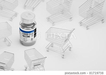 Isometric 3D rendering Covid-19 vaccine bottle and Shopping cart, Crisis shortage concept design on white background with copy space Isometric 3D rendering Covid-19 vaccine bottle and Shopping cart, Crisis shortage concept design on white background with copy space 81719738