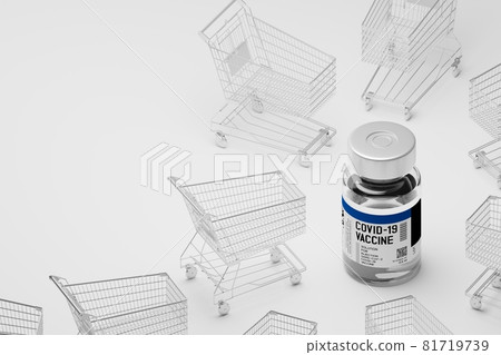Isometric 3D rendering Covid-19 vaccine bottle and Shopping cart, Crisis shortage concept design on white background with copy space Isometric 3D rendering Covid-19 vaccine bottle and Shopping cart, Crisis shortage concept design on white background with copy space 81719739