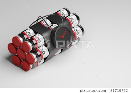 Isometric 3D rendering Dynamite destruction Covid-19 vaccine bottle, Efficacy Vaccination Campaign for Herd immunity protection from pandemic concept design white background, copy space Isometric 3D rendering Dynamite destruction Covid-19 vaccine bottle, Efficacy Vaccination Campaign for Herd immunity protection from pandemic concept design white background, copy space 81719752