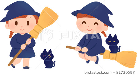 Witch and black cat (2 types) 81720597