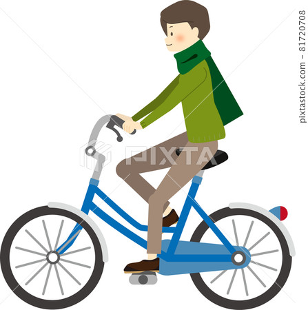 A young man riding a bicycle 81720708