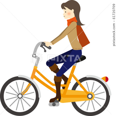 A young woman riding a bicycle 81720709