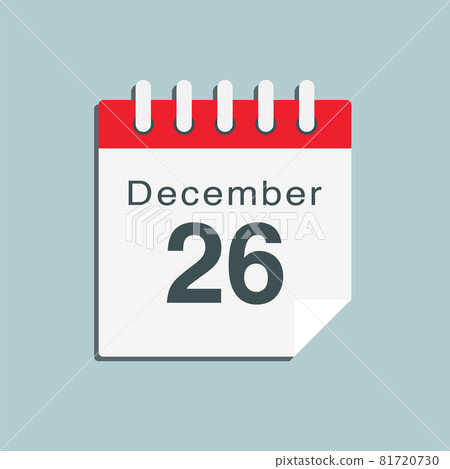 Icon day date 26 December, template calendar page Icon day date 26 December, template calendar page 81720730