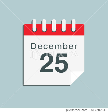 Icon day date 25 December, template calendar page Icon day date 25 December, template calendar page 81720731