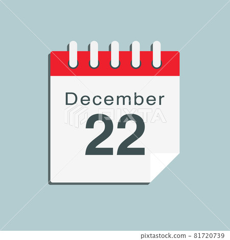 Icon day date 22 Decermber, template calendar page Icon day date 22 Decermber, template calendar page 81720739