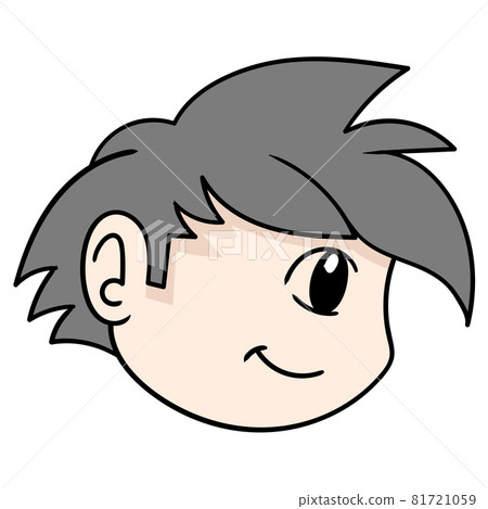 boy head from the side looks smiling, doodle icon drawing boy head from the side looks smiling, doodle icon drawing 81721059