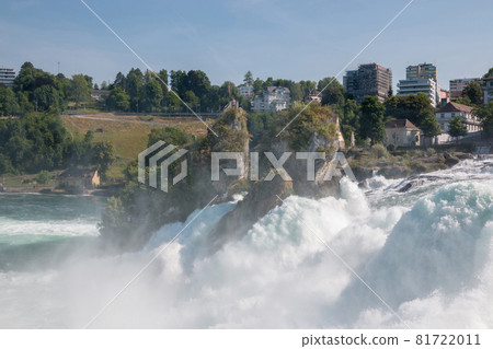 View from castle Laufen on Rhine Falls is the largest waterfall in Schaffhaus 81722011