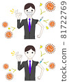 Vaccinated businessman with or without mask 81722769