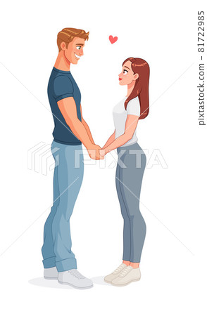 Happy couple in love holding hands. Isolated vector illustration. 81722985