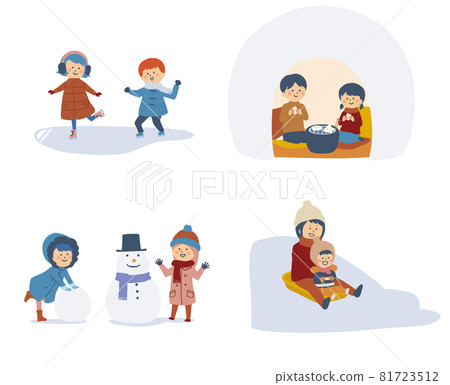 冬天玩雪插畫集 冬天玩雪插畫集 81723512