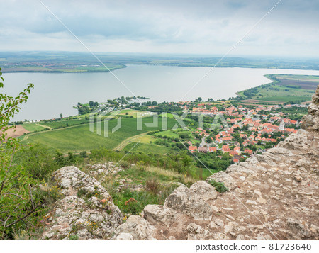 Pavlov landscape panorama and the Nove Mlyny lake 81723640