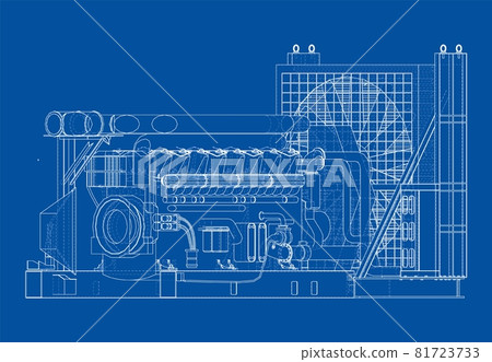 Large industrial diesel generator. Vector 81723733