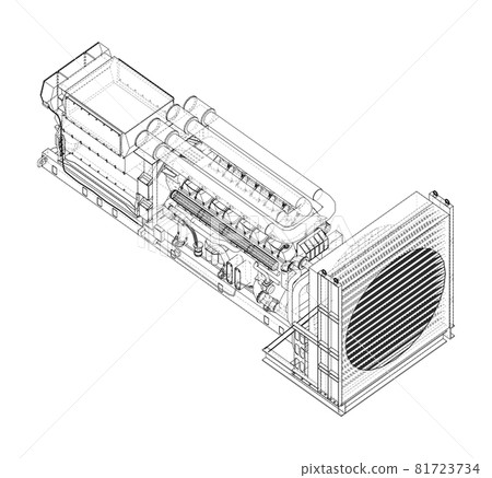 Large industrial diesel generator. Vector 81723734