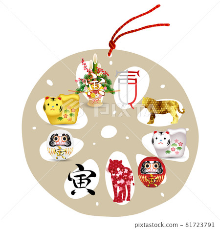 老虎新年賀卡幸運符圖標 81723791